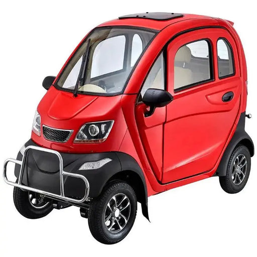 Green Transporter Q-Runner 60V/45Ah 1200W Enclosed 4-Wheel Electric Mobility Scooter with Handlebar Controls Green Transporter