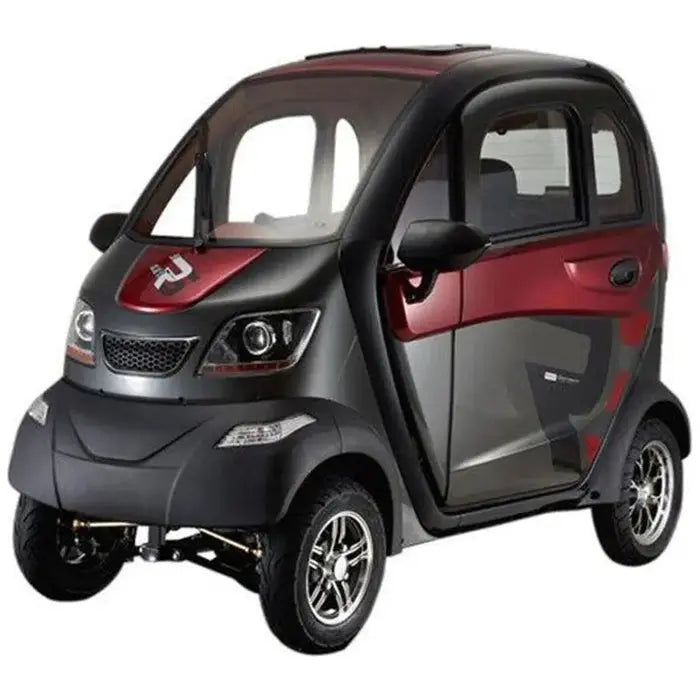 Green Transporter Q-Runner 60V/45Ah 1200W Enclosed 4-Wheel Electric Mobility Scooter with Handlebar Controls Green Transporter